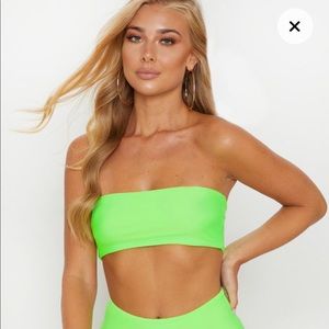 Pretty Little Thing Lime Bandeau Bikini Top